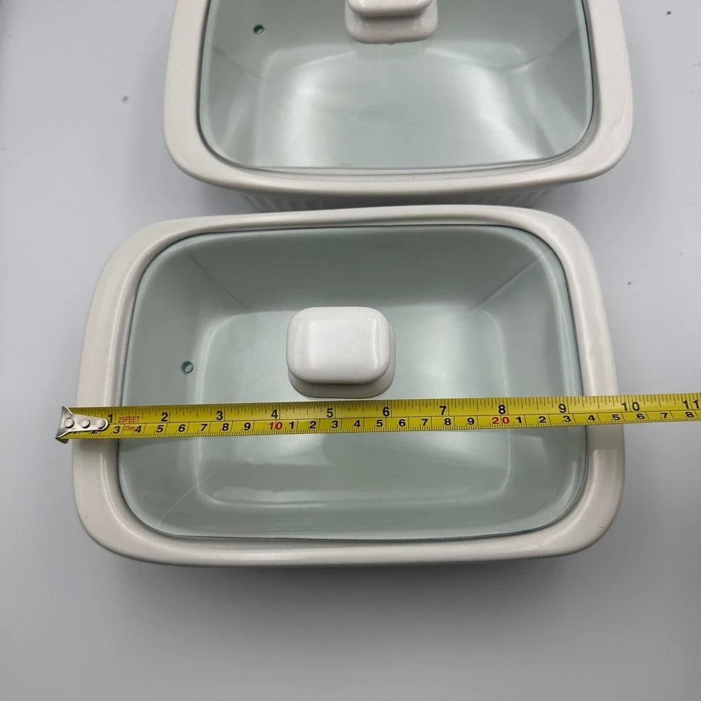 Ceramic Baking Dishes with Lids White Set of 2‎ Oven Microwave Dishwasher Safe